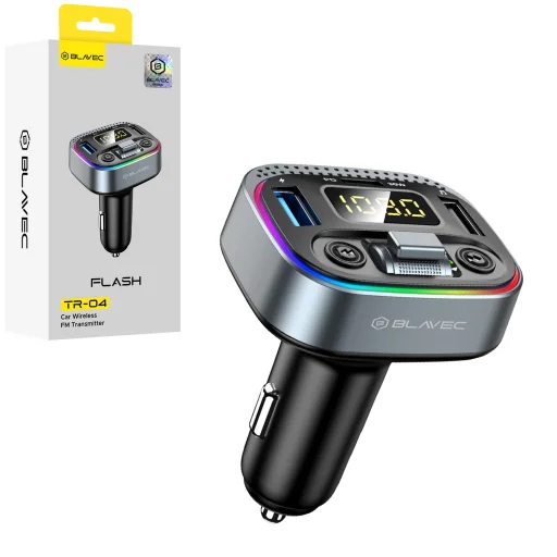 Blavec FM Transmitter Flash TR-04 MP3, Bluetooth - 2xUSB + Type C - QC3.0 18W PD 30W (TFMFTR04-B) fekete - 1