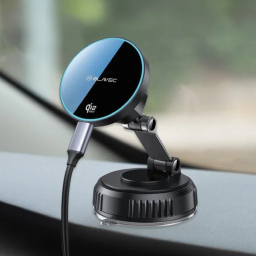 Blavec Držiak do auta BHC-02 Qi2 25W s vákuovou magnetickou indukčnou nabíjačkou na čelné sklo (BHC02-QI2PMWIB) čierne puzdro - 3