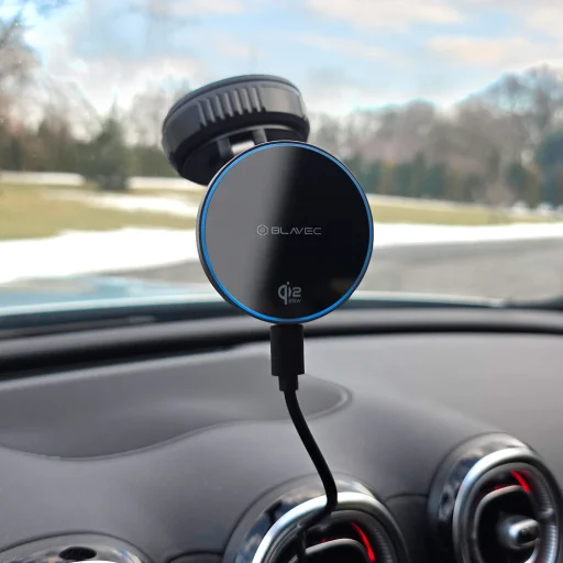 Blavec Držiak do auta BHC-02 Qi2 25W s vákuovou magnetickou indukčnou nabíjačkou na čelné sklo (BHC02-QI2PMWIB) čierne puzdro - 4