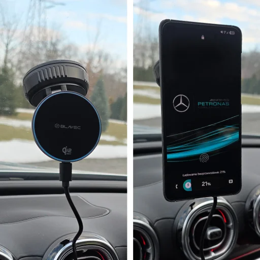 Blavec Držiak do auta BHC-02 Qi2 25W s vákuovou magnetickou indukčnou nabíjačkou na čelné sklo (BHC02-QI2PMWIB) čierne puzdro - 5