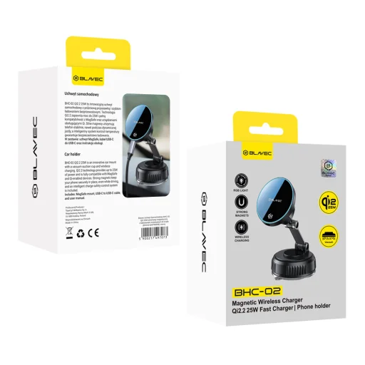 Blavec Držiak do auta BHC-02 Qi2 25W s vákuovou magnetickou indukčnou nabíjačkou na čelné sklo (BHC02-QI2PMWIB) čierne puzdro - 9