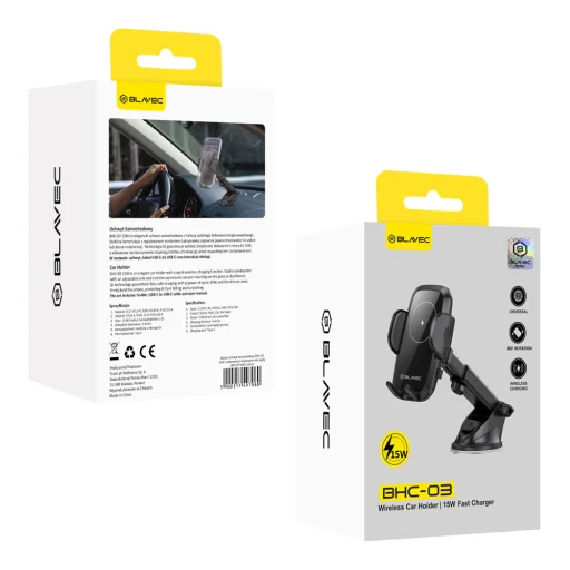 Blavec autodržiak BHC-03 s 15W indukčným nabíjaním na čelné sklo (BHC03-WIB) čierny - 8