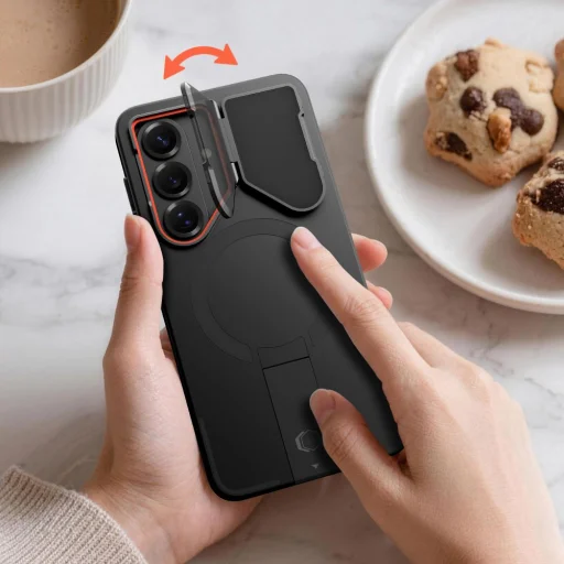 Samsung Galaxy S26 Tech-protect Kevlar Aura Magsafe puzdro Čierno-oranžový - 5