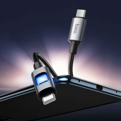 LED Kábel USB C na USB C Hoco 3A 60W 1,2 m U144 čierny - 4