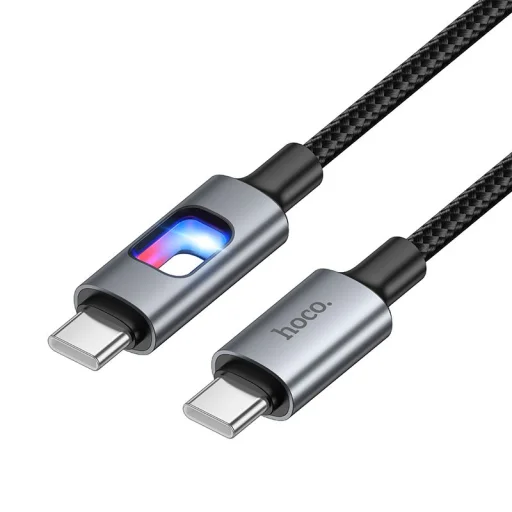LED Kábel USB C na USB C Hoco 3A 60W 1,2 m U144 čierny - 1
