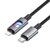USB C - Lightning LED kábel Hoco PD 27W 1,2 m U144 čierny thumbnail