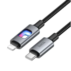 USB C - Lightning LED kábel Hoco PD 27W 1,2 m U144 čierny
