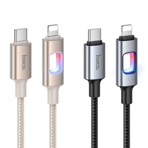 USB C - Lightning LED kábel Hoco PD 27W 1,2 m U144 čierny - 4