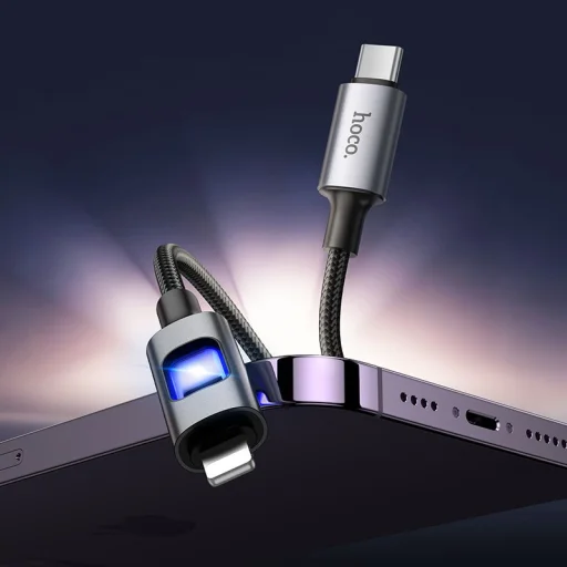 USB C - Lightning LED kábel Hoco PD 27W 1,2 m U144 čierny - 5