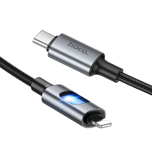 USB C - Lightning LED kábel Hoco PD 27W 1,2 m U144 čierny - 2