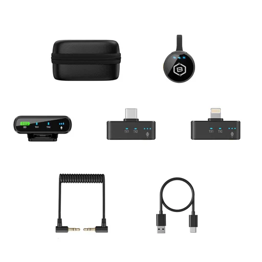 Blavec Lavalier Mikrofóny x 2 MK-02 ClipGo Combo: Type C, Lightning, BT (LMMK02-B) čierne bezdrôtové - 9