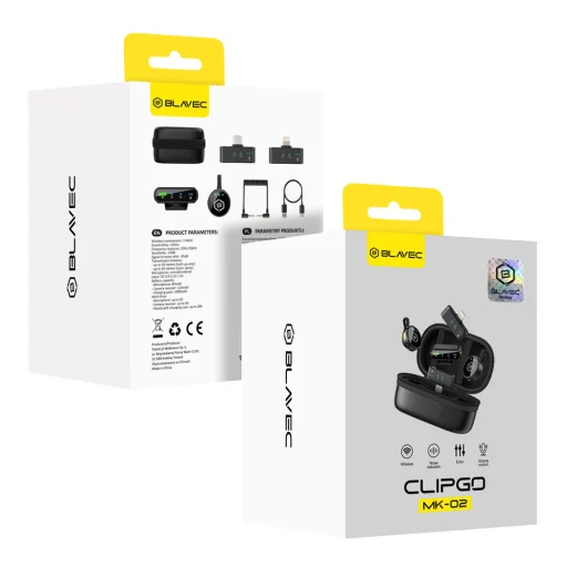 Blavec Lavalier Mikrofóny x 2 MK-02 ClipGo Combo: Type C, Lightning, BT (LMMK02-B) čierne bezdrôtové - 10