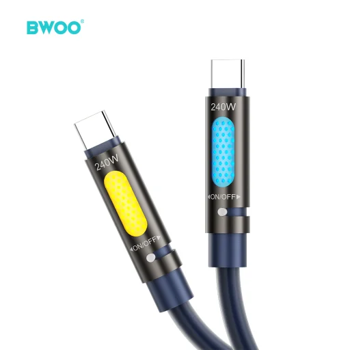 240W BWOO Typ C - Typ C voňavý dátový kábel s RGB osvetlením čierny X325C-C - 3
