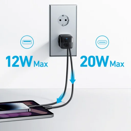 Nástenná nabíjačka Anker 323, 33W, 3A, 1 x USB-A - 1 x USB-C, Čierna A2331G11 - 4