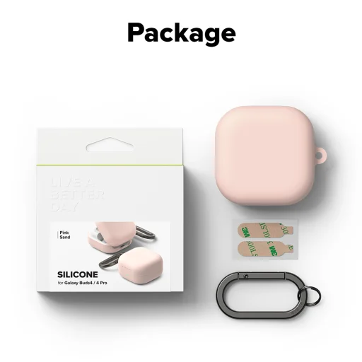 Ringke - Silikónové puzdro pre Samsung Galaxy Buds 4 Pro - Pink Sand - 7