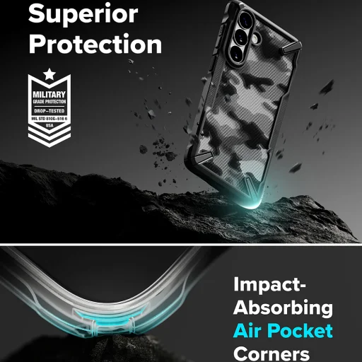 Samsung Galaxy S26 Plus maskáčové čierne Ringke - Fusion X puzdro - 7