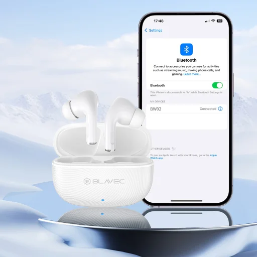 Blavec Bluetooth TWS Slúchadlá BW-02 Carbon (BW02-W) biela, - 6