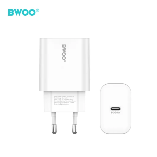 BWOO nástenná nabíjačka CDA233 PD 20W 1x USB-C s káblom USB-C - Lightning biela - 3