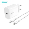 BWOO nástenná nabíjačka CDA233 PD 20W 1x USB-C s káblom USB-C - Lightning biela thumbnail