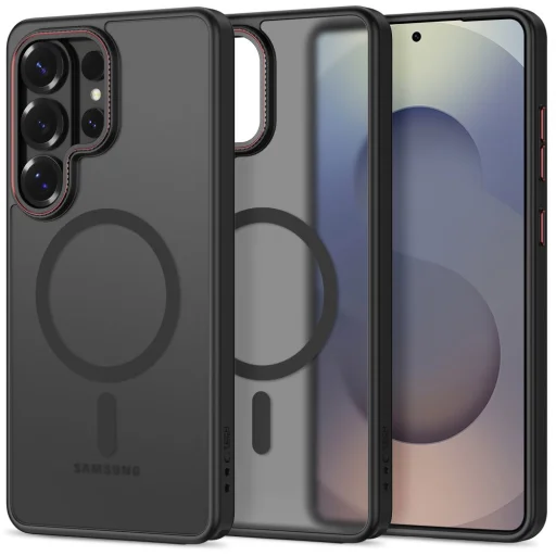 Samsung Galaxy S26 Ultra Tech-protect Magcam Magsafe obal - matný čierny/červený - 1