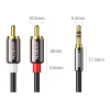 3,5 mm - 2 x RCA audio kábel UGREEN AV116, 1 m, Čierny thumbnail