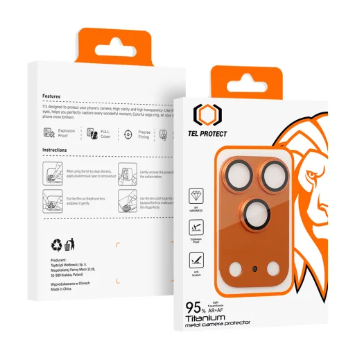 iPhone 17 Pro Tel Protect 95% AR+AF oranžové celokovové tvrdené sklo na kameru (ostrovček kamery) - 10