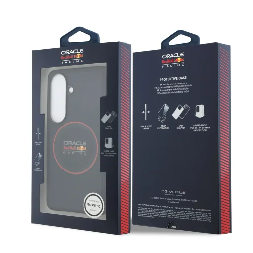 Samsung Galaxy S26 tmavomodré Red Bull PU kožené sieťované magnetické puzdro s červeným krúžkom - 7