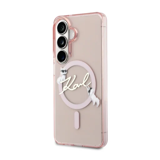 Samsung Galaxy S26 Pink Karl Lagerfeld IML Choupette Karl Script Logo Mágneses tok - 2