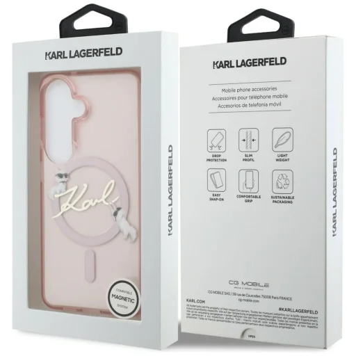  Samsung Galaxy S26 Pink Karl Lagerfeld IML Choupette Karl Script Logo Mágneses tok - 8