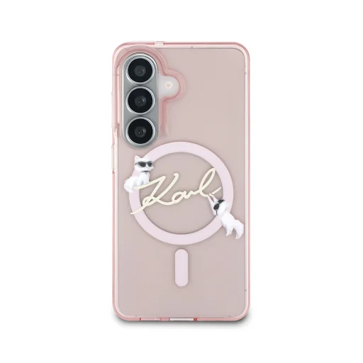  Samsung Galaxy S26 Pink Karl Lagerfeld IML Choupette Karl Script Logo Mágneses tok - 3