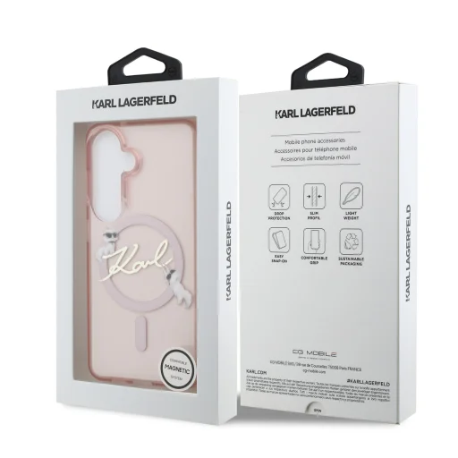  Samsung Galaxy S26 Pink Karl Lagerfeld IML Choupette Karl Script Logo Mágneses tok - 7