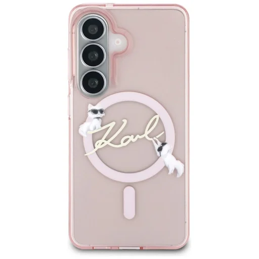 Samsung Galaxy S26 Ružový Karl Lagerfeld IML Choupette Karl Script Logo Magnetické puzdro - 3