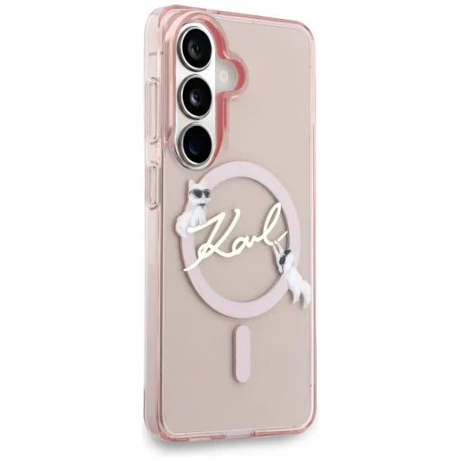 Samsung Galaxy S26 Ružový Karl Lagerfeld IML Choupette Karl Script Logo Magnetické puzdro - 4