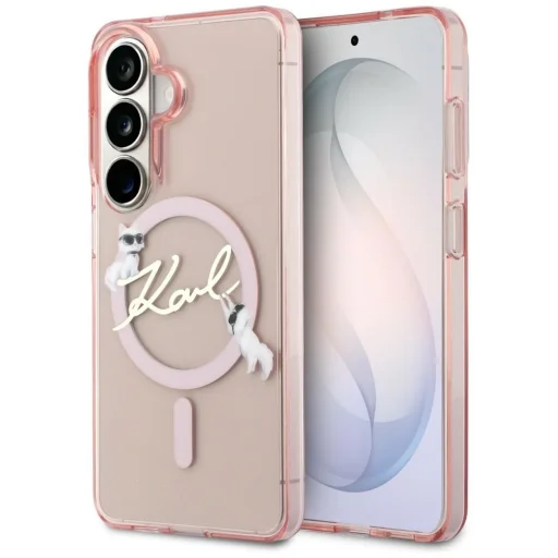 Samsung Galaxy S26 Ružový Karl Lagerfeld IML Choupette Karl Script Logo Magnetické puzdro - 1