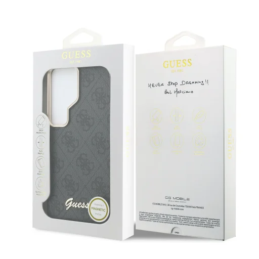  Samsung Galaxy S26 Ultra fekete Guess PU 4G Script Metal Logo Mágneses Tok - 7