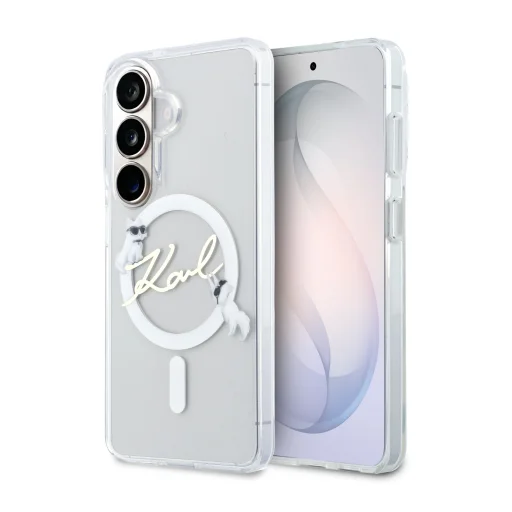 Samsung Galaxy S26 átlátszó Karl Lagerfeld IML Choupette Karl Script Logo Mágneses tok - 1