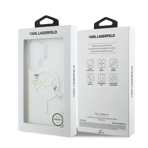 Samsung Galaxy S26 Ultra Priehľadné Karl Lagerfeld IML Choupette Karl Script Logo Magnetické Puzdro - 7