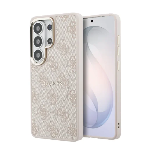  Samsung Galaxy S26 Ultra Rózsaszín Guess PU Bőr 4G Arany Keret Mágneses tok - 1