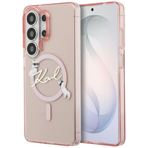 Samsung Galaxy S26 Ultra Ružové Karl Lagerfeld IML Choupette Karl Script Logo Magnetické puzdro - 1