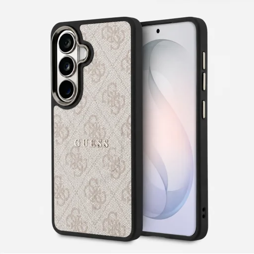  Samsung Galaxy S26 Rózsaszín Guess PU Bőr 4G Arany Keret Mágneses tok - 1