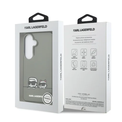 Samsung Galaxy S26 čierne Karl Lagerfeld IML K&CH Logo Peekaboo Magnetické Puzdro - 7