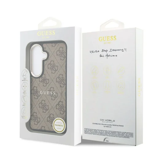  Samsung Galaxy S26 Barna Guess PU Leather 4G Arany Keretes Mágneses tok - 7