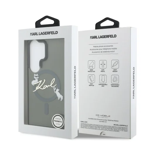  Samsung Galaxy S26 Ultra Fekete Karl Lagerfeld IML Choupette Karl Script Logo mágneses tok - 7