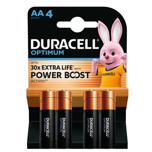 Duracell OPTIMUM LR6 10PP110049 AA alkalická batéria, napätie 1,5 V, výnimočný výkon, 4ks/blister - 1