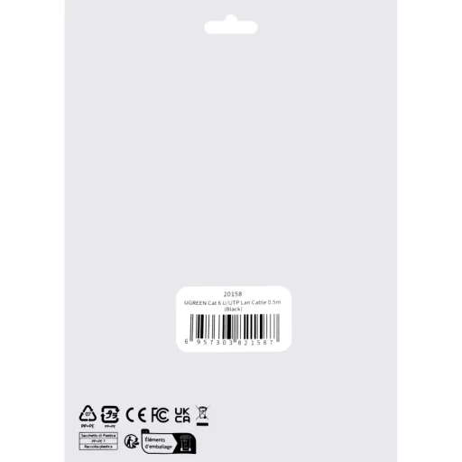 Sieťový kábel Ugreen NW102, UTP, Cat6, 0,5 m, Čierny - 2