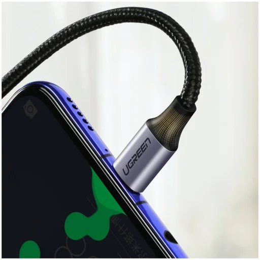 USB-C - USB-C Kábel Ugreen US255 Pravouhlý, 60W, 3A, 2m, Sivý - 5