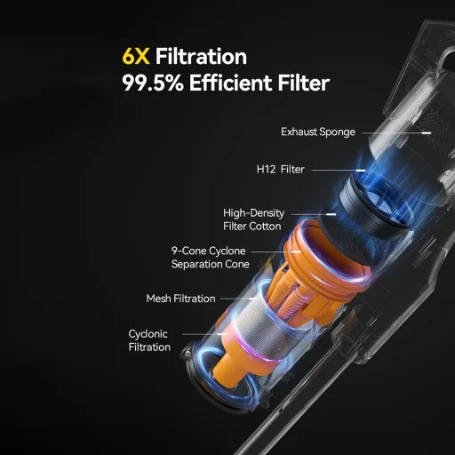 Deerma - Bezdrôtový vysávač VCBD11B (T20 FLIP) - Suché a mokré čistenie, 18000Pa, 180W, 5000mAh, Ľahký - Biely - 6