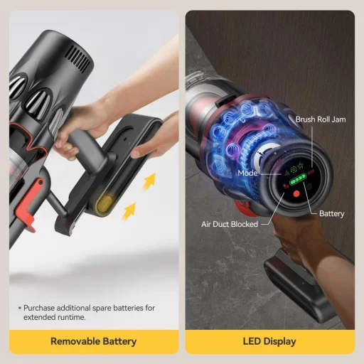 Deerma - Vysávač T50W XT Combo (VCDD17A) - HEPA filter, 2100 ot./min, 600 W, 83000 mAh, 0,8 l - Čierny - 6