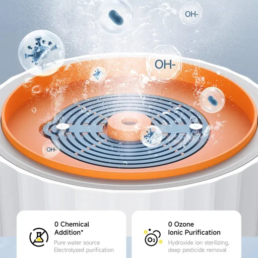 Deerma - Čistička (GS01) - Automatická, Prenosná čistička ovocia a zeleniny, Zvyšovač čerstvosti potravín, Vortex sila - Biela - 5