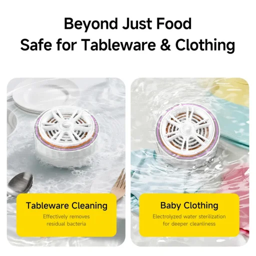 Deerma - Čistička (GS01) - Automatická, Prenosná čistička ovocia a zeleniny, Zvyšovač čerstvosti potravín, Vortex sila - Biela - 3